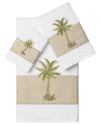 Linum Home Textiles Turkish Cotton Colton 3pc Embellished Towel Set In White