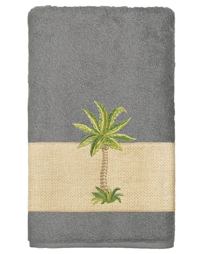 Linum Home Textiles Turkish Cotton Colton Embellished Bath Towel In Grey