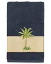 Linum Home Textiles Turkish Cotton Colton Embellished Hand Towel In Blue