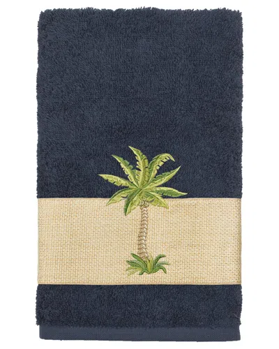 Linum Home Textiles Turkish Cotton Colton Embellished Hand Towel In Blue