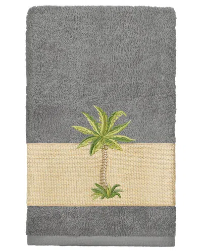 Linum Home Textiles Turkish Cotton Colton Embellished Hand Towel In Grey