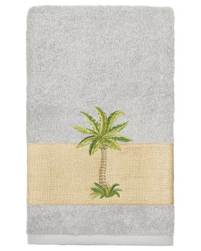 Linum Home Textiles Turkish Cotton Colton Embellished Hand Towel In Grey