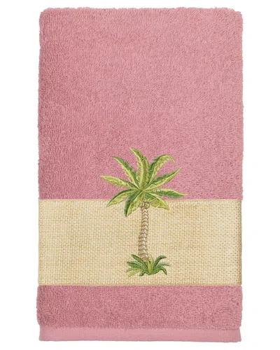 Linum Home Textiles Turkish Cotton Colton Embellished Hand Towel In Rose