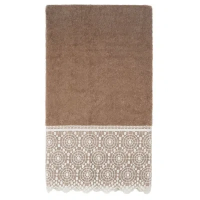 Linum Home Textiles Turkish Cotton Cream Lace Embellished Bath Towel