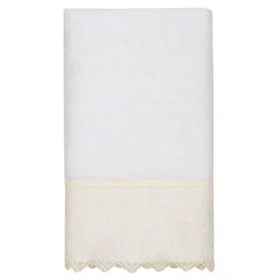 Linum Home Textiles Turkish Cotton Cream Lace Embellished Hand Towel