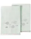 Linum Home Textiles Turkish Cotton Figi 2pc Embellished Bath Towel Set In Aqua