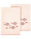 Linum Home Textiles Turkish Cotton Figi 2pc Embellished Bath Towel Set In Blush