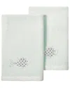 Linum Home Textiles Turkish Cotton Figi 2pc Embellished Fingertip Towel Set In Aqua