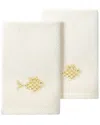 Linum Home Textiles Turkish Cotton Figi 2pc Embellished Fingertip Towel Set In Beige