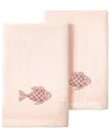 Linum Home Textiles Turkish Cotton Figi 2pc Embellished Fingertip Towel Set In Blush