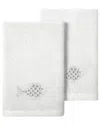 Linum Home Textiles Turkish Cotton Figi 2pc Embellished Fingertip Towel Set In Silver