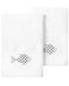 Linum Home Textiles Turkish Cotton Figi 2pc Embellished Fingertip Towel Set In White