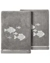 Linum Home Textiles Turkish Cotton Figi 2pc Embellished Hand Towel Set In Charcoal