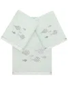 Linum Home Textiles Turkish Cotton Figi 3pc Embellished Bath & Hand Towel Set In Aqua