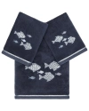 Linum Home Textiles Turkish Cotton Figi 3pc Embellished Bath & Hand Towel Set In Blue