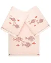Linum Home Textiles Turkish Cotton Figi 3pc Embellished Bath & Hand Towel Set In Blush