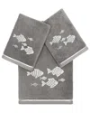 Linum Home Textiles Turkish Cotton Figi 3pc Embellished Bath & Hand Towel Set In Charcoal