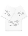 Linum Home Textiles Turkish Cotton Figi 3pc Embellished Bath & Hand Towel Set In White