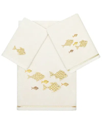 Linum Home Textiles Turkish Cotton Figi 3pc Embellished Towel Set In Beige