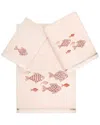 Linum Home Textiles Turkish Cotton Figi 3pc Embellished Towel Set In Blush