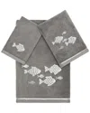 Linum Home Textiles Turkish Cotton Figi 3pc Embellished Towel Set In Charcoal