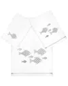 Linum Home Textiles Turkish Cotton Figi 3pc Embellished Towel Set In White