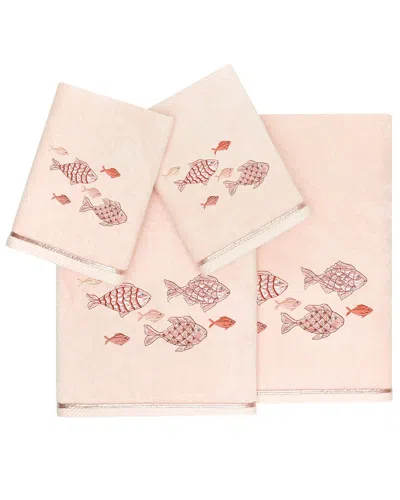 Linum Home Textiles Turkish Cotton Figi 4pc Embellished Towel Set In Blush