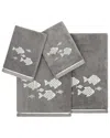 Linum Home Textiles Turkish Cotton Figi 4pc Embellished Towel Set In Charcoal
