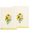 Linum Home Textiles Turkish Cotton Girasol 2pc Embellished Bath Towel Set In Beige