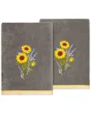 Linum Home Textiles Turkish Cotton Girasol 2pc Embellished Bath Towel Set In Charcoal
