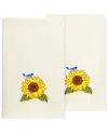 Linum Home Textiles Turkish Cotton Girasol 2pc Embellished Fingertip Towel Set In Beige