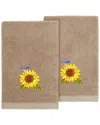 Linum Home Textiles Turkish Cotton Girasol 2pc Embellished Fingertip Towel Set In Brown