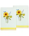 Linum Home Textiles Turkish Cotton Girasol 2pc Embellished Hand Towel Set In Aqua
