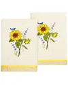 Linum Home Textiles Turkish Cotton Girasol 2pc Embellished Hand Towel Set In Beige