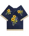 Linum Home Textiles Turkish Cotton Girasol 3pc Embellished Bath & Hand Towel Set In Blue