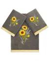 Linum Home Textiles Turkish Cotton Girasol 3pc Embellished Bath & Hand Towel Set In Charcoal