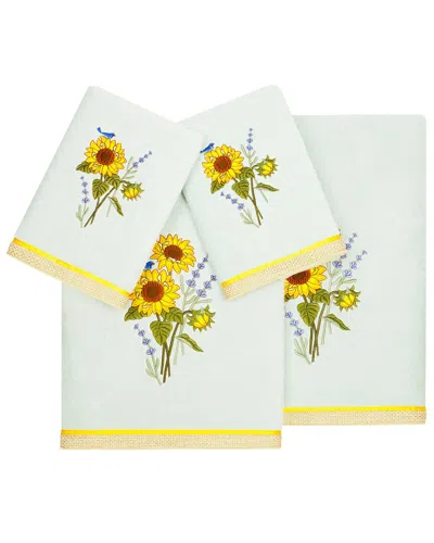 Linum Home Textiles Turkish Cotton Girasol 4pc Embellished Towel Set In Aqua