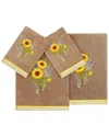Linum Home Textiles Turkish Cotton Girasol 4pc Embellished Towel Set In Brown