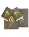 Linum Home Textiles Turkish Cotton Girasol 4pc Embellished Towel Set In Charcoal