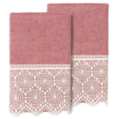 Linum Home Textiles Turkish Cotton Hand Towel In Tea Rose,white