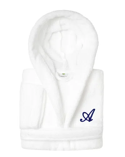 Linum Home Textiles Turkish Cotton Personalized Terry Bathrobe (monogram A-z) In White