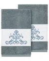 Linum Home Textiles Turkish Cotton Scarlet 2pc Embellished Hand Towel Set In Teal