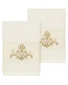 Linum Home Textiles Turkish Cotton Scarlet 2pc Embellished Washcloth Set In Cream