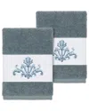 Linum Home Textiles Turkish Cotton Scarlet 2pc Embellished Washcloth Set In Teal