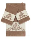 Linum Home Textiles Turkish Cotton Scarlet 3pc Embellished Bath & Hand Towel Set In Beige
