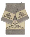 Linum Home Textiles Turkish Cotton Scarlet 3pc Embellished Bath & Hand Towel Set In Grey