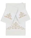 Linum Home Textiles Turkish Cotton Scarlet 3pc Embellished Bath & Hand Towel Set In White