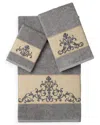 Linum Home Textiles Turkish Cotton Scarlet 3pc Embellished Towel Set In Grey