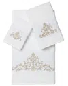 Linum Home Textiles Turkish Cotton Scarlet 3pc Embellished Towel Set In White
