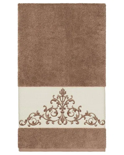 Linum Home Textiles Turkish Cotton Scarlet Embellished Bath Towel In Beige